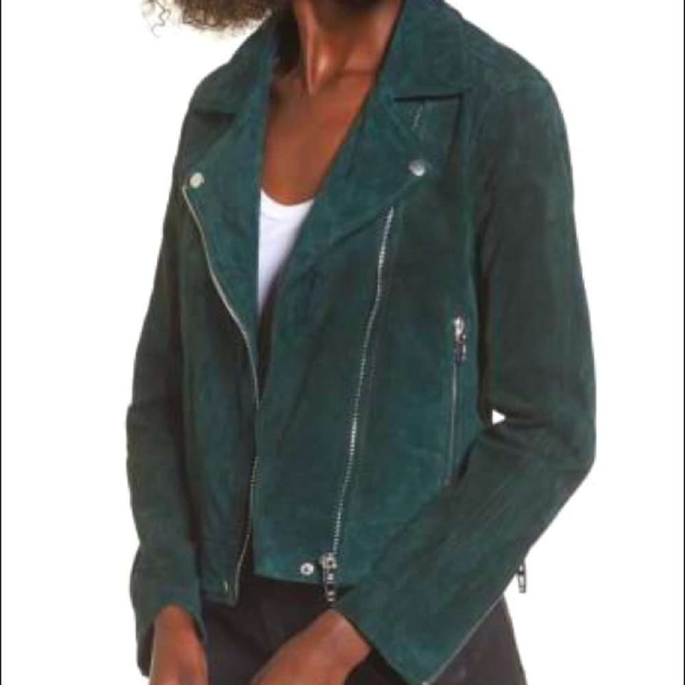 BlankNYC Evergreen Green Suede Leather Moto Jacket